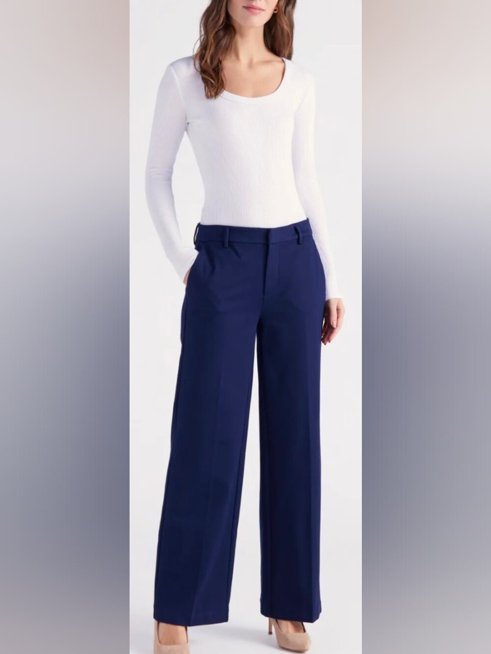 Liverpool Kelsey Navy Wide Leg Trousers 12